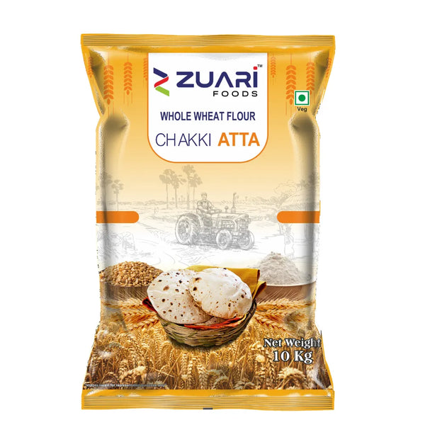 Zuari Foods Chakki Fresh Atta 10kg | Absorbs More water | Non - Sticky Dough