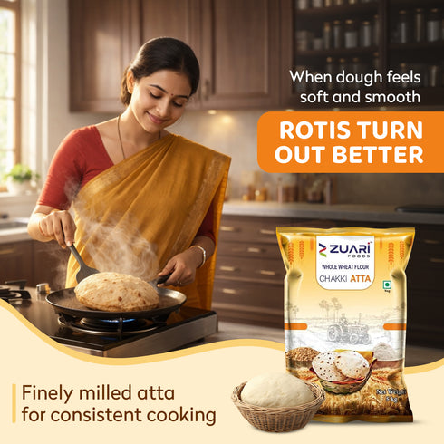 Zuari Foods Chakki Fresh Atta | Absorbs More Water | Non-Sticky Dough