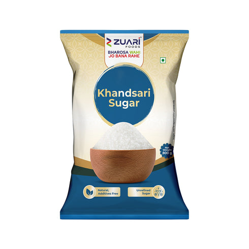 Zuari Foods Khandsari Sugar 800g | Sulphur-Free Process | Free Flow | Untouched by Hand