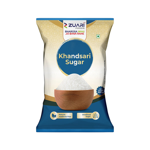 Zuari Foods Khandsari Sugar 800g | Sulphur-Free Process | Free Flow | Untouched by Hand