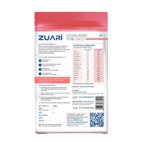 Zuari Foods Pink Salt 1Kg | Free Flow | 80+ Minerals