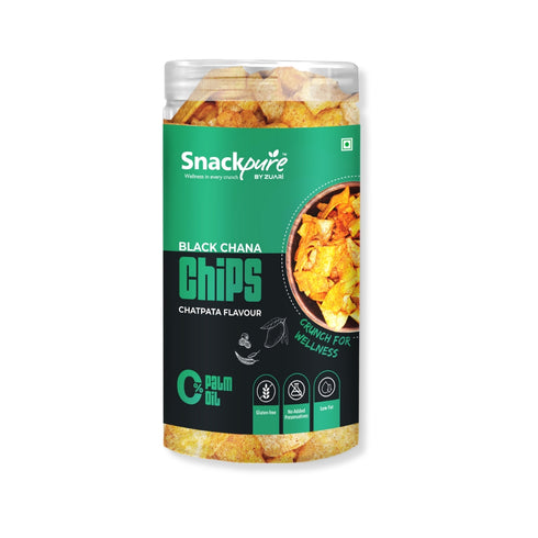 Snackpure Chatpata Black Chana Chips | 140g | Palm Oil Free | Healthy, Crunchy & Spicy Snack