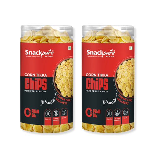 Snackpure Peri Peri Corn Tikka Chips Combo | 280g | No Palm Oil | Healthy, Crunchy & Spicy Snack
