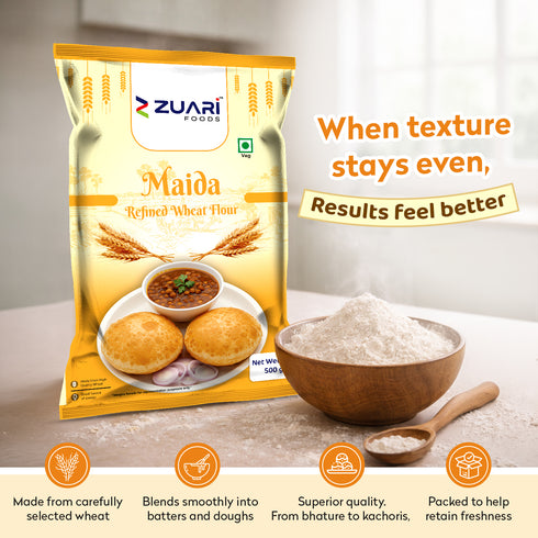 Zuari Foods Maida 500g | Fine Milled | Soft Dough | Fluffy & Crispy Results