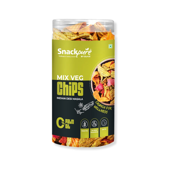 Snackpure Mix Veg Chips Desi Masala Combo | 140g | No Palm Oil | Healthy, Crunchy & Spicy Snack