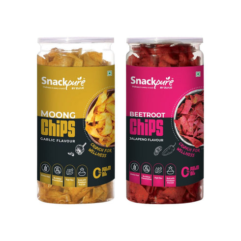 Moong Dal Chips Garlic Flavor & Beetroot Chips Jalapeno Flavor