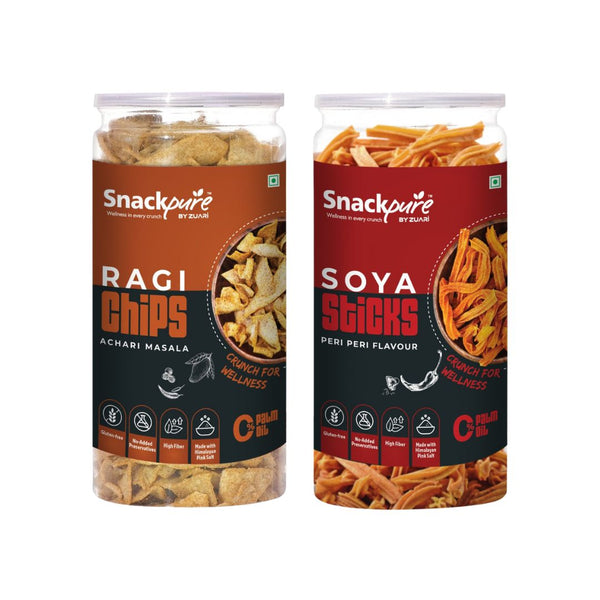 Soya Sticks Peri Peri Flavor & Ragi Chips Achari Flavor