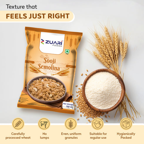 Zuari Foods Sooji 500g | Consistent Texture | Perfect for Savoury & Sweet Dishes