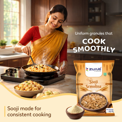 Zuari Foods Sooji 500g | Consistent Texture | Perfect for Savoury & Sweet Dishes