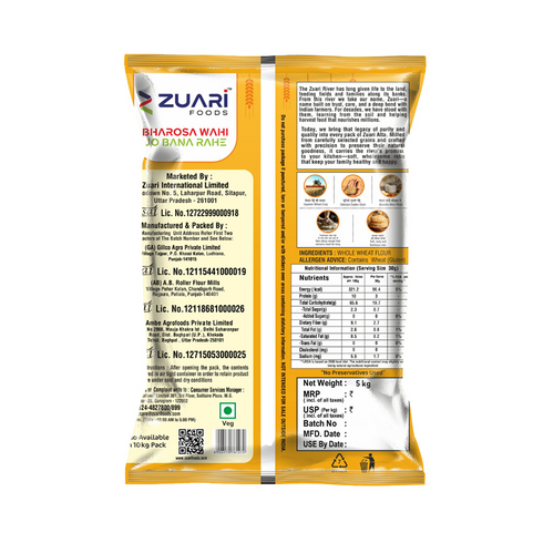 Zuari Foods Chakki Fresh Atta | Absorbs More Water | Non-Sticky Dough