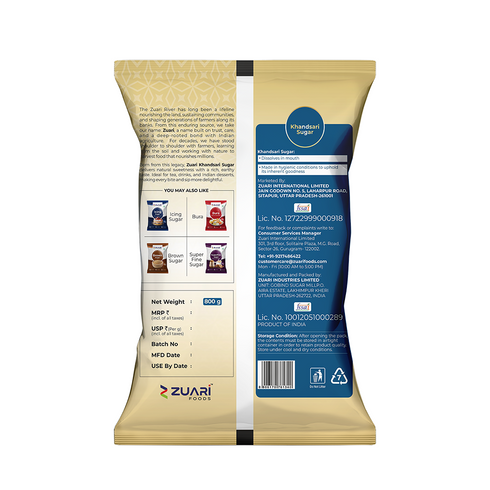 Zuari Foods Khandsari Sugar 800g | Sulphur-Free Process | Free Flow | Untouched by Hand