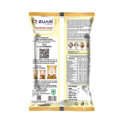 Zuari Foods Maida 500g | Fine Milled | Soft Dough | Fluffy & Crispy Results