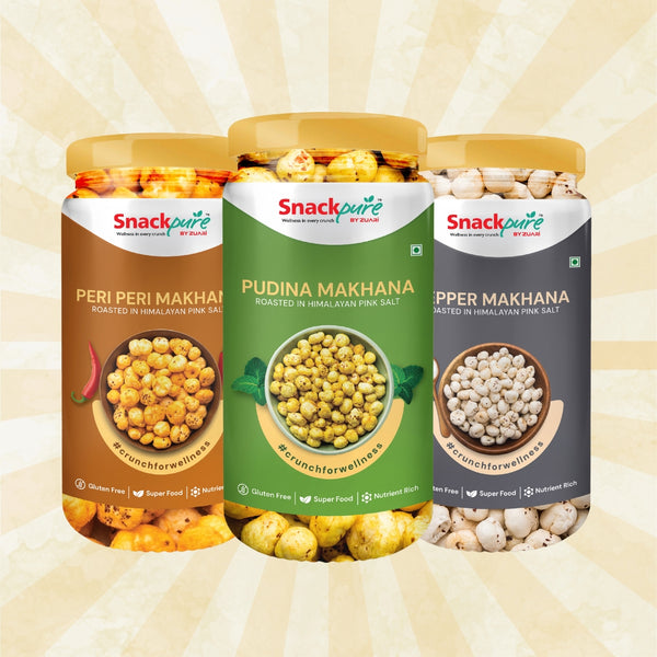 Combo - Peri Peri Makhana, Pudina Makhana, Pepper Makhana (75g each)