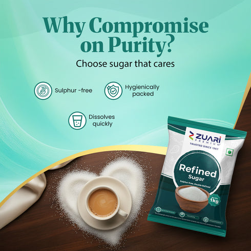 Zuari Foods Refined Sugar | Sulphur-Free Process | Free Flow | Untouched by Hand