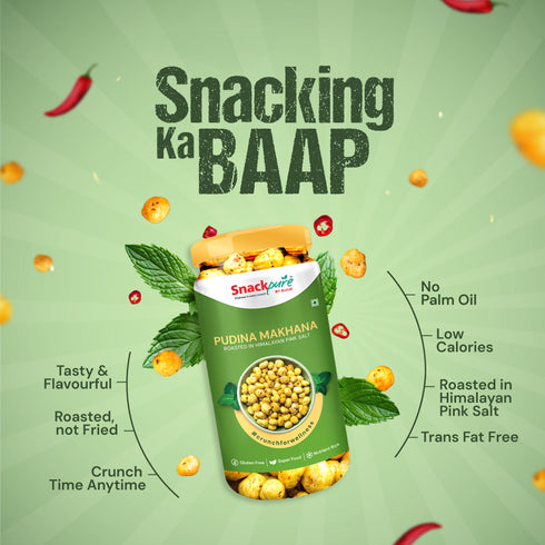 Combo - Pudina Makhana, Tangy Tomato Makhana, Pepper Makhana (75g each)